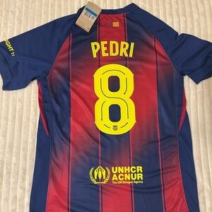 Nike Barcelona Striped Soccer Jersey(PEDRI 8)- Blue and Red